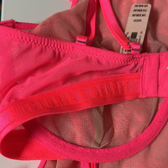 New Victorias Secret very sexy high neck lace unlined logo bra 32D - Picture 8 of 11